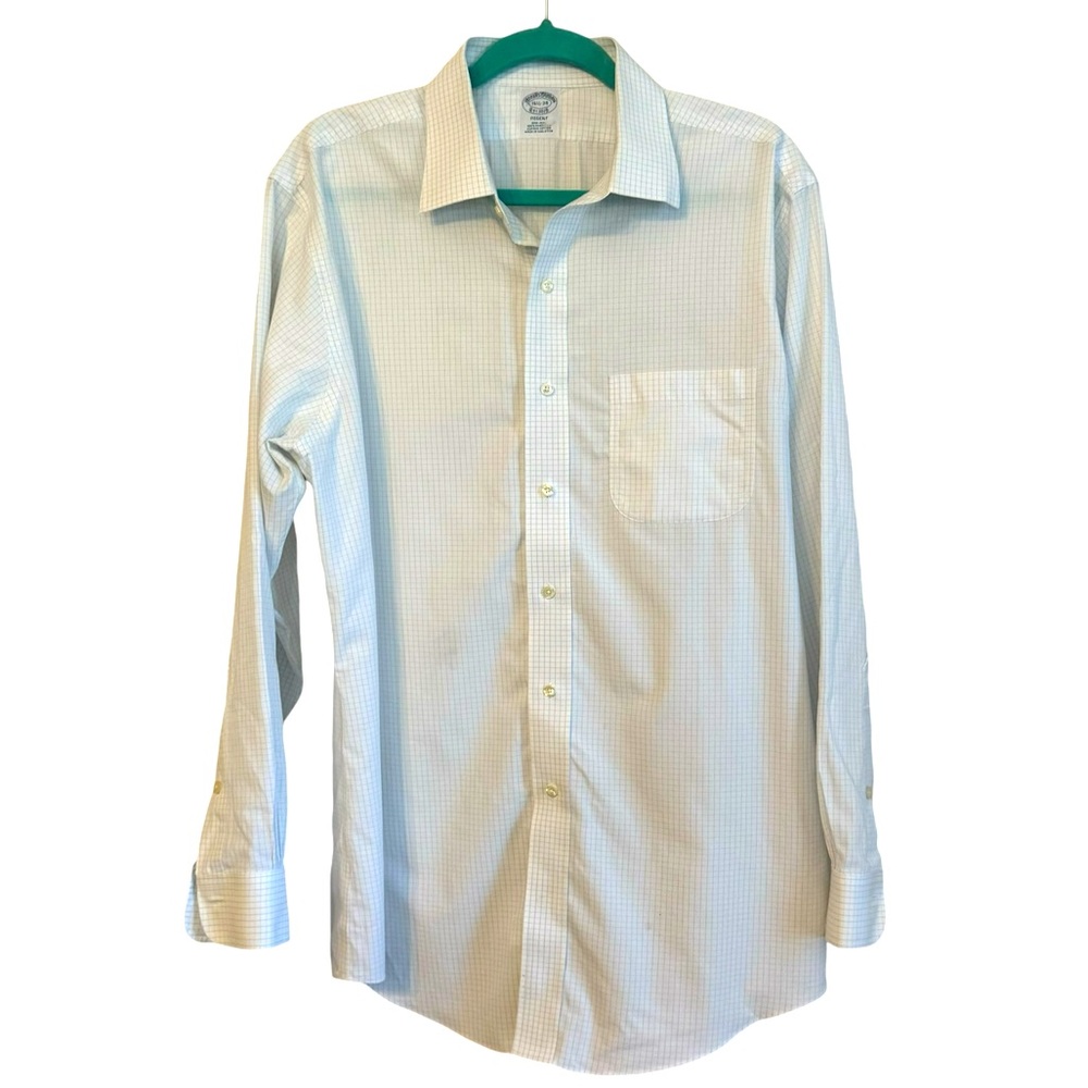 Brooks Brothers Regent Blue White Checkered Button Down Men's Shirt 16.5